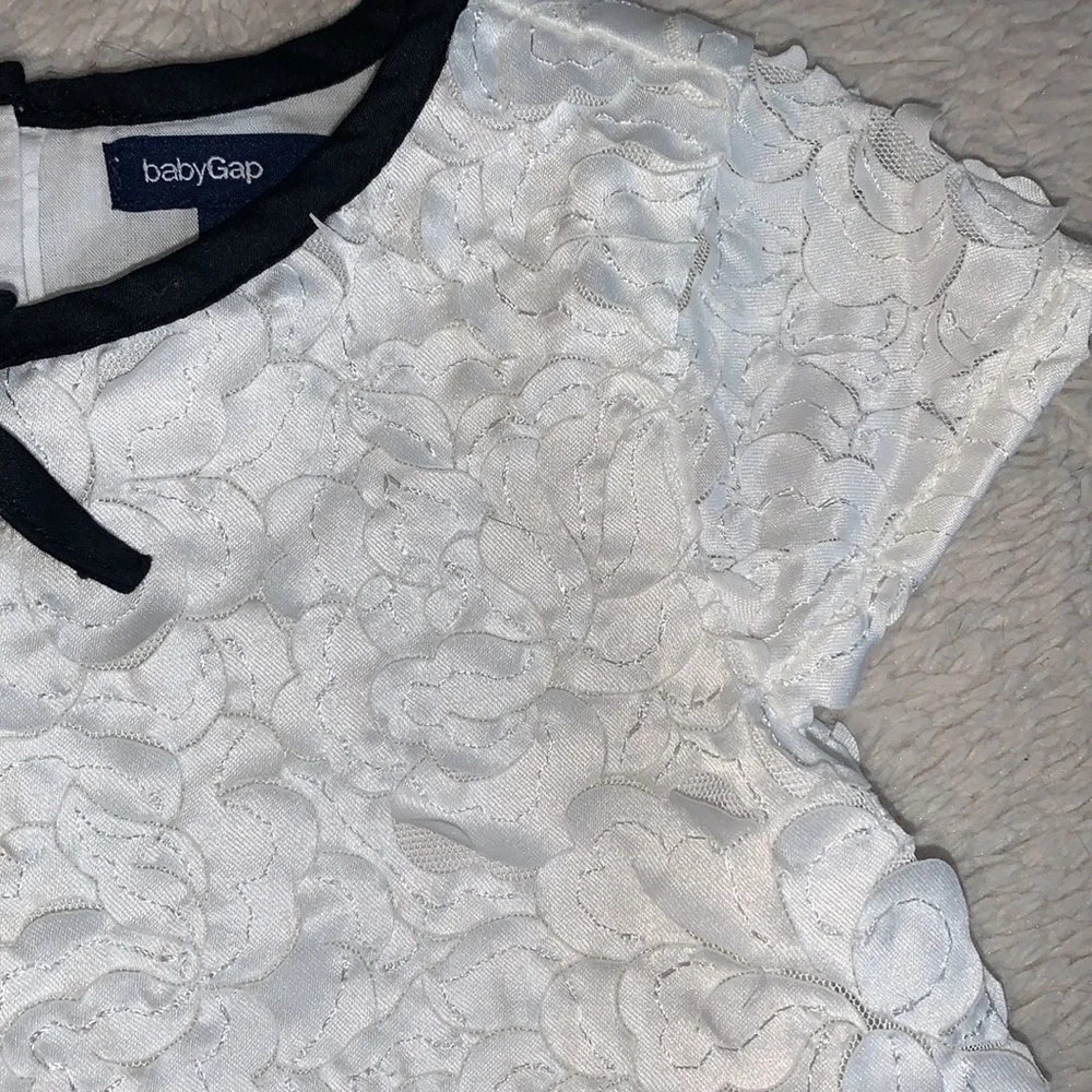 GAP Kids White Floral Dress with Black bow and Trim details